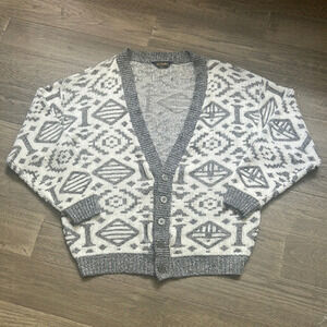 🔥serge Saint  Yves🔥 | Vintage grey and white patterned knit sweater cardigan
